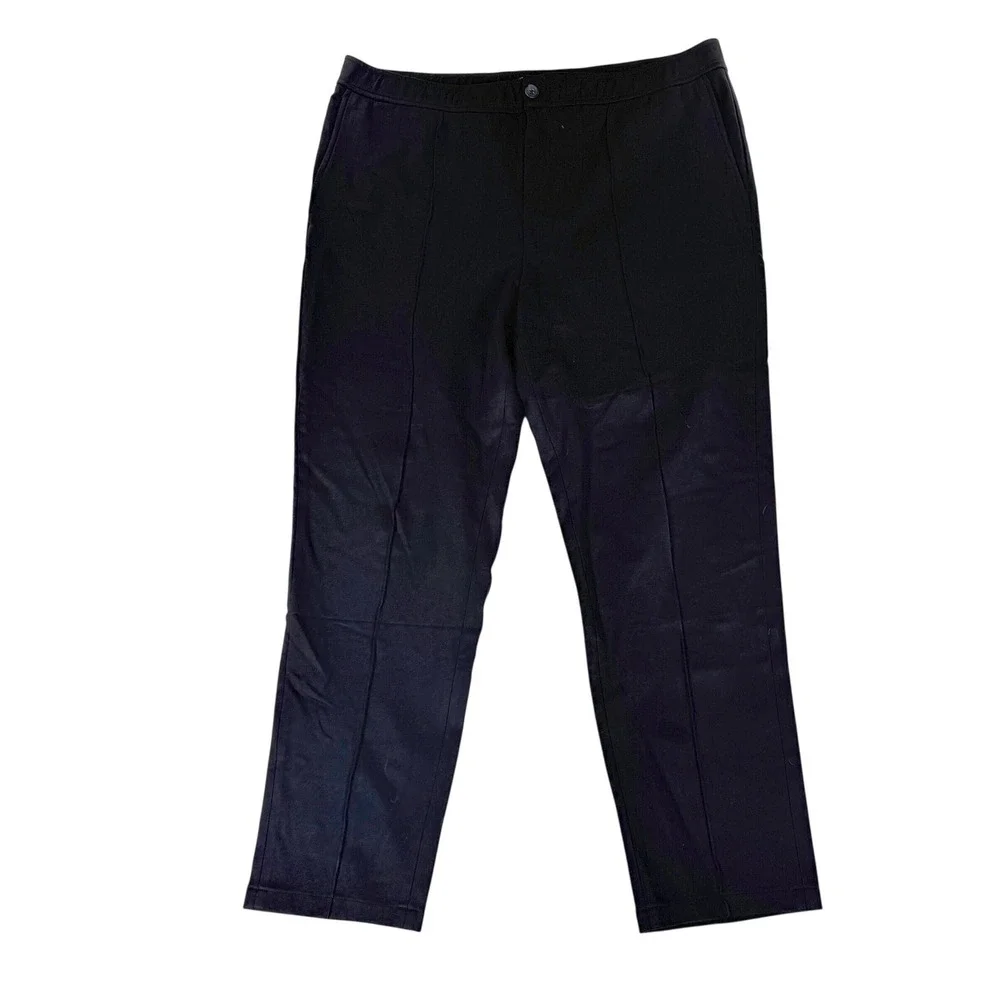 Quince Mens Black Stretch Knit Pintuck Trouser Pants XL Wrinkle Free NWT